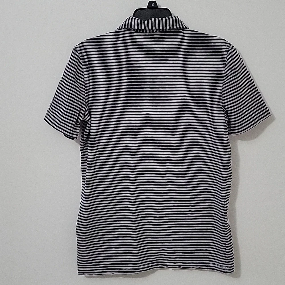 Tommy Bahama Navy and Grey Striped Polo, Size X-large (14)